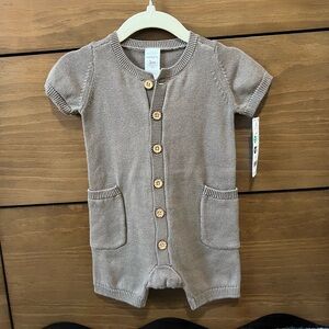 Carter's Brown Knit Baby Romper with Pockets